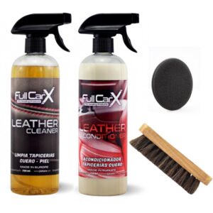 Kit Limpieza Tapicería Piel y Cuero FullCarX con Accesorios